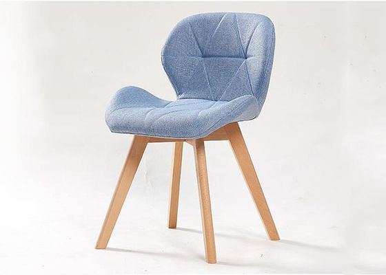 Minimalist Design Beech Dining Chair With Fabric Upholstered Solid Backrest