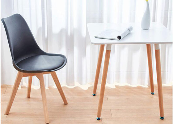 Strong Breathability Black Pu Leather Dining Chairs With Solid Wood Frame