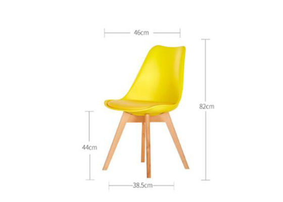 Ergonomic Yellow Wood Dining Chairs With Wooden Legs , 44cm Seat Height