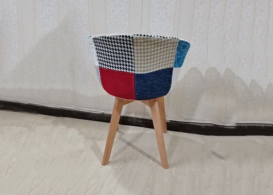 Upholstered Beech Dining Chair , Patchwork Fabric Dining Chairs With Arms