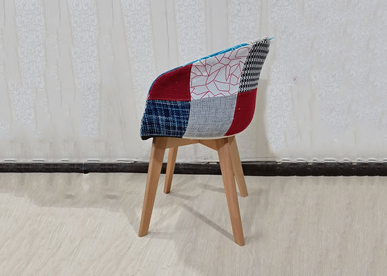 Patchwork Design Fabric Covered Dining Chairs With Beech Leg