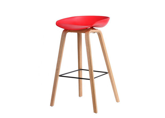 Vintage PU Leather Counter Height Stools , Wooden Kitchen Bar Stools