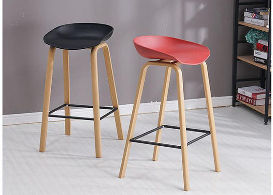 Height Fixed Beech Bar Stool , PU Synthetic Leather Bar Stools Counter Height