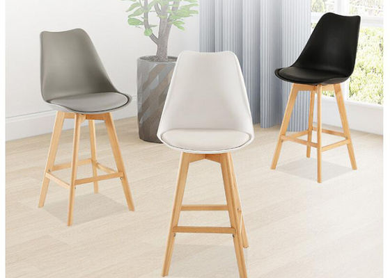 Multifunctional Beech Bar Stool , Grey Leather Bar Stools With Backs