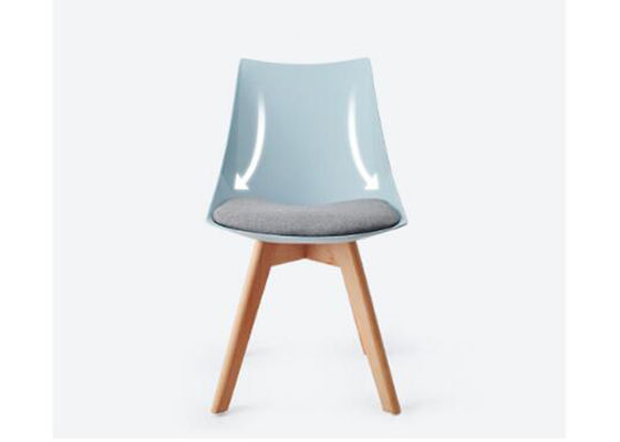 Curved Back Nordic Style Dining Chair , Leather Wood Dining Chairs